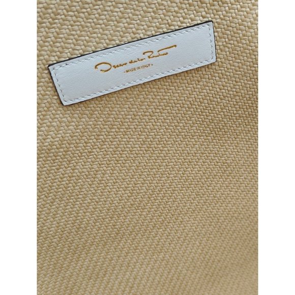 OSCAR DE LA RENTA tulip raffia large tote + Dust bag --NATURAL/WHITE - Picture 8 of 13